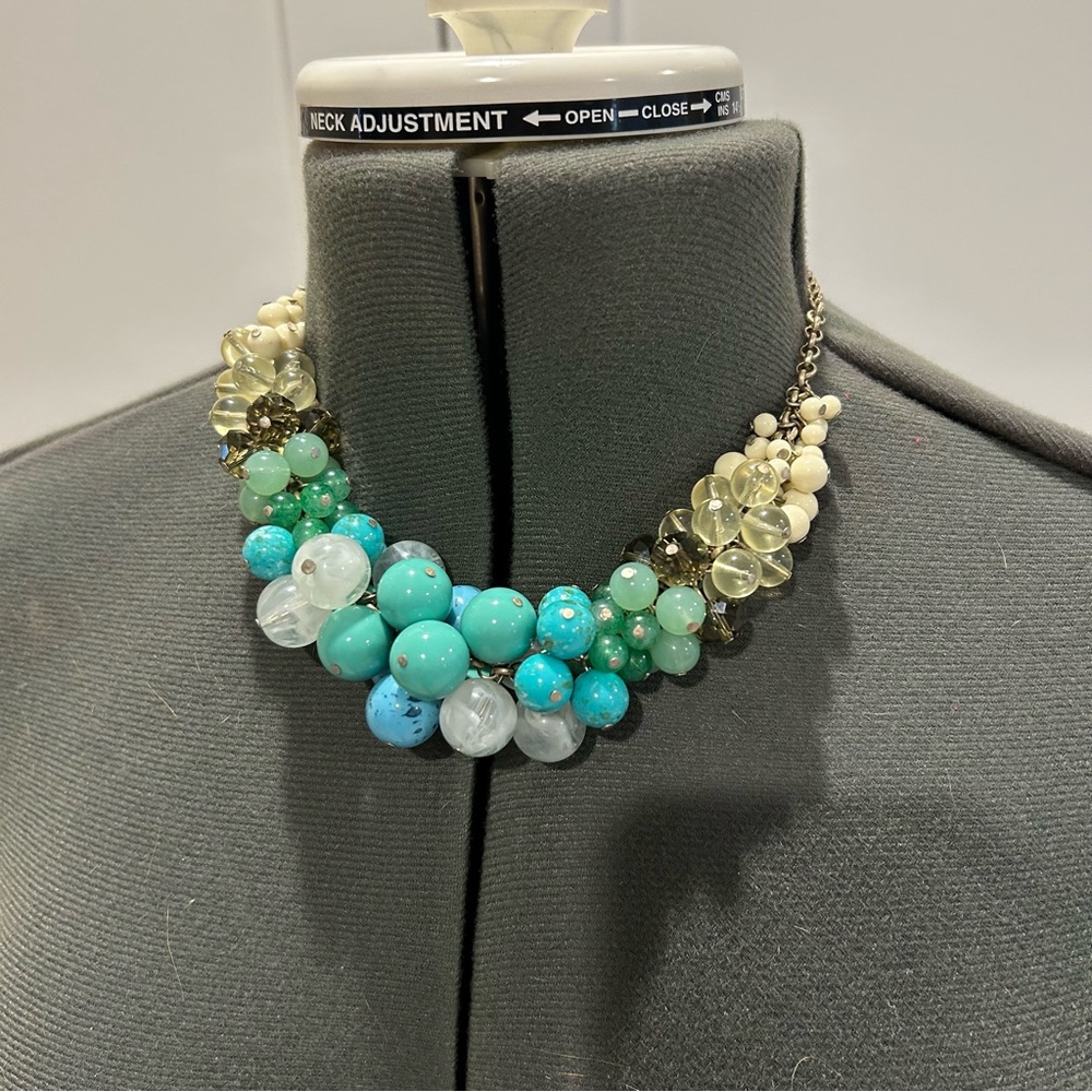 Lia Sophia Teal and Cream Beaded Necklace